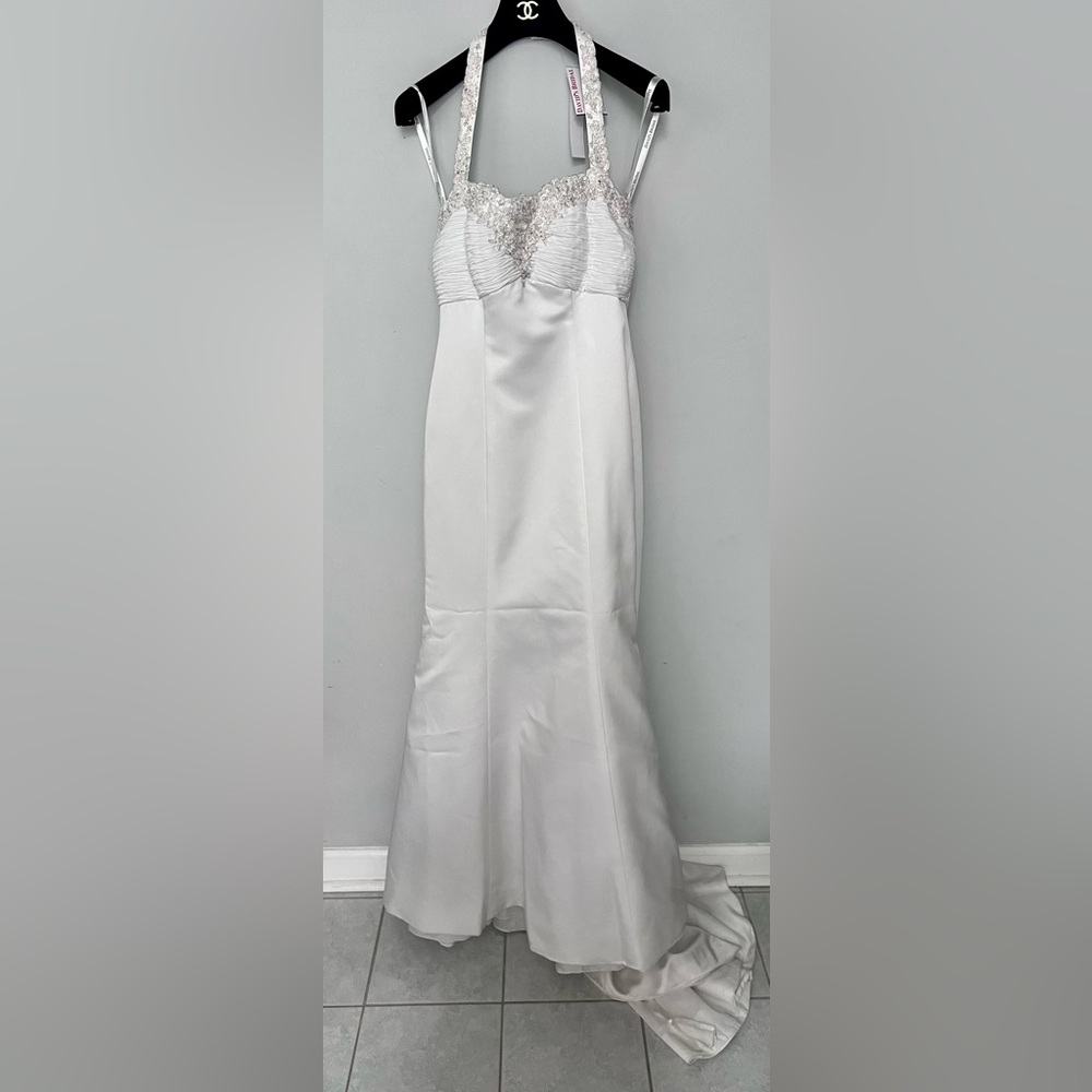 David's Bridal White Halter Wedding Dress